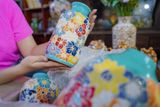  Quà tặng Tết - Bộ 3 bình khắc thủ công Bách Hoa cổ xanh, tượng trưng may mắn, tài lộc, phú quý -SP001409 