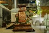  Đôn voi Thủ Biên để bàn vòi lên, quà tặng gốm cao cấp, Gốm Thủ Biên, Cao 20 x Dài 19cm-SP002148 