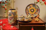 Dĩa bách hoa, thực hiện thủ công, màu men cổ điển phiên bản mới, gốm Thủ Biên, R27cm- SP000483 