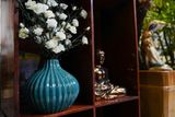  Bình củ tỏi xanh dương ngọc, bình cắm hoa gốm Nam bộ, H25cm 