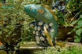  Cá chép men xanh đồng trổ bông, cá gốm mỹ nghệ chạm lọng thủ công, gốm Nam Bộ, D30 x C35cm- SP000115 