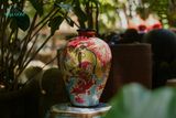  Bình gốm thủ công khắc đề tài Rồng kết hợp Bốn Mùa (Mai, Lan, Cúc, Trúc), Gốm Thủ Biên, C31 x M7cm- SP002792 