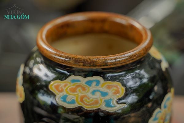  Bình gốm thủ công khắc đề tài Rồng - Dáng Trụ, Gốm Thủ Biên, C25 x R13cm- SP002794 
