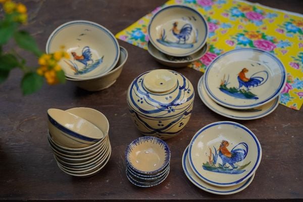  Bộ Gà vẽ tay Chén bát Lái Thiêu 