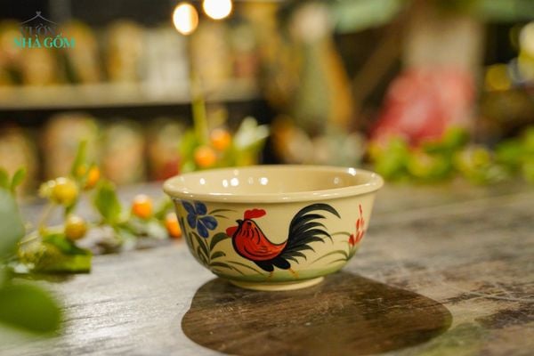  Chén Vẽ Gà Cao Cấp, sản phẩm thủ công đặt sản xuất tại Xưởng gốm Thủ Biên - Vườn Nhà Gốm- SP002770 