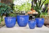  Chậu trứng xanh men chảy bộ 4, chậu men trồng cây, gốm Nam Bộ, R43xC40cm - SP001146 