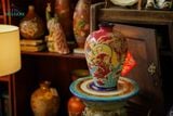 Bình gốm thủ công khắc đề tài Rồng kết hợp Bốn Mùa (Mai, Lan, Cúc, Trúc), Gốm Thủ Biên, C31 x M7cm- SP002792 