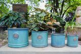  Chậu tròn logo bộ 4, chậu men trồng cây, gốm Nam Bộ, R39xC29cm- SP000660 