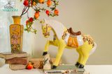  Ngựa gốm mỹ nghệ chạm khắc thủ công men vàng, gốm Nam Bộ D50xR15xC50cm- SP000679 