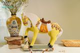  Ngựa gốm mỹ nghệ chạm khắc thủ công men vàng, gốm Nam Bộ D50xR15xC50cm- SP000679 