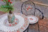  Bàn tròn gạch đỏ, gốm Mosaic, R60cm- SP001759 
