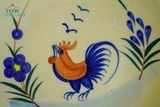  Dĩa dẹt vẽ gà, không viền, hoa tím - Gốm Lái Thiêu Nam Bộ, R20 x C2 cm-SP002121 