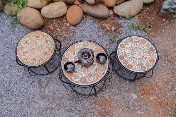  Mosaic cổ điển, đôn ghế gốm thấp, H25 cm- 08230dt121 