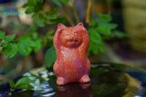  Bộ tượng Mèo Tam Không vui vẻ, màu đỏ - xanh lá - trắng, xưởng Thủ Biên, C11cm x R7cm- SP002208 