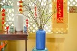 Bình cắm hoa, dáng ống trụ, men trắng muối tiêu và xanh dương, Cao 36cm x Miệng 10cm - SP002055 
