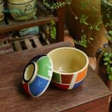  Thố gốm Vẽ tay thủ công, màu sắc hiện đại, chất liệu gốm an toàn để đựng thực phẩm, Xưởng Thủ Biên 
