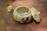  Hũ gốm, hũ mứt vẽ gà thủ công truyền thống, gốm Thủ Biên Nam Bộ, gốm Lái Thiêu, C9xR8cm- SP000454 