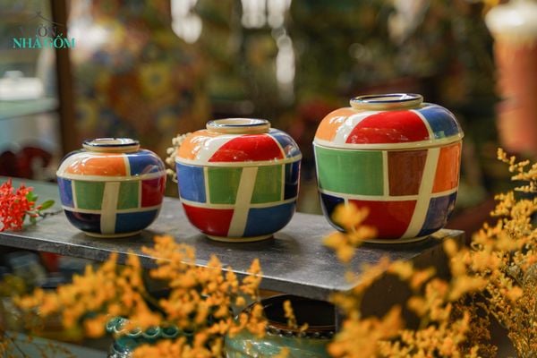  Thố gốm Vẽ tay thủ công, màu sắc hiện đại, chất liệu gốm an toàn để đựng thực phẩm, Xưởng Thủ Biên 