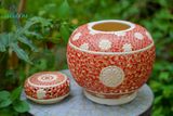  Bình bí lọng màu đỏ dáng tròn, lọng đèn trang trí, gốm Nam Bộ, C20cm- SP002192 