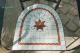 Mosaic hiện đại, bộ bàn ghế ghép gốm họa tiết trắng nâu, R60cm-SP002273 
