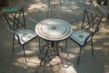  Mosaic hiện đại, bộ bàn ghế ghép gốm họa tiết trắng nâu, R60cm-SP002273 