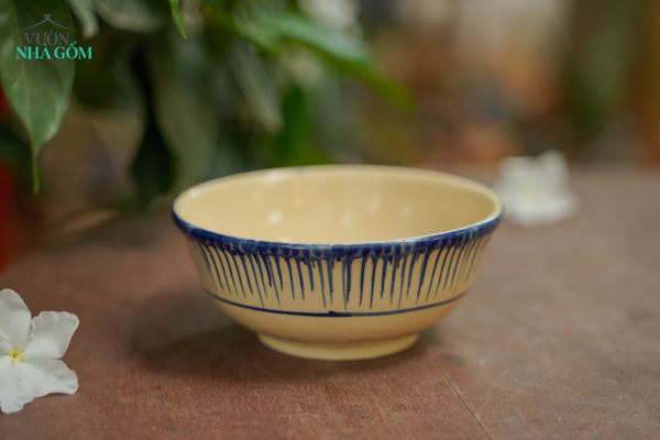  Tô cơm nhỏ phết xanh, chén bát Lái Thiêu, R14xC6- SP002837 