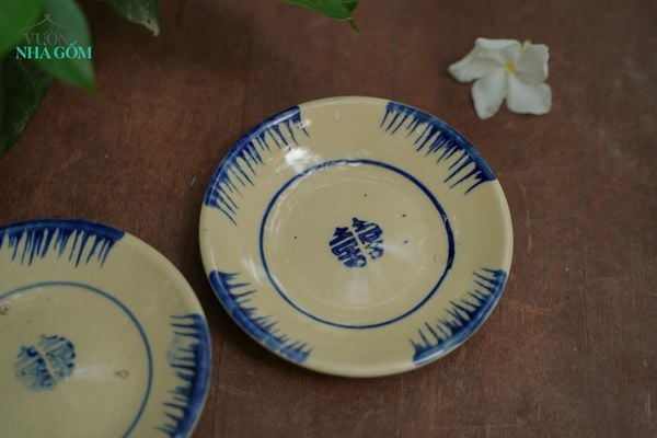  Dĩa nhỏ phết xanh, chén bát Lái Thiêu, R15xC3-SP002846 