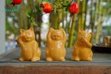  Bộ tượng Mèo Tam Không vui vẻ, men Vàng cam, Gốm Thủ Biên sản phẩm quà tặng Tết, trang trí không gian sống, C11cm x R7cm- SP002202 