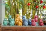  Bộ tượng Mèo Tam Không vui vẻ, men Xanh Ngọc, Gốm Thủ Biên sản phẩm quà tặng Tết, trang trí không gian sống, C11cm x R7cm-SP002204 