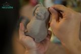  Bộ tượng Mèo Tam Không vui vẻ, màu xanh lá - xanh dương - trắng, xưởng Thủ Biên, C11cm x R7cm- SP002205 