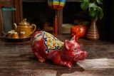  Heo gốm mỹ nghệ bỏ ông nhiều màu, gốm thủ công Nam Bộ, D27cm- 0101l5n022 