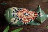  Heo mỹ nghệ xanh đồng lưng dây lá, D27 cm- 0101l5n022 