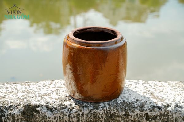  Khạp Nước Size Nhì - Gốm Lái Thiêu Nam Bộ - C28xR25cm 