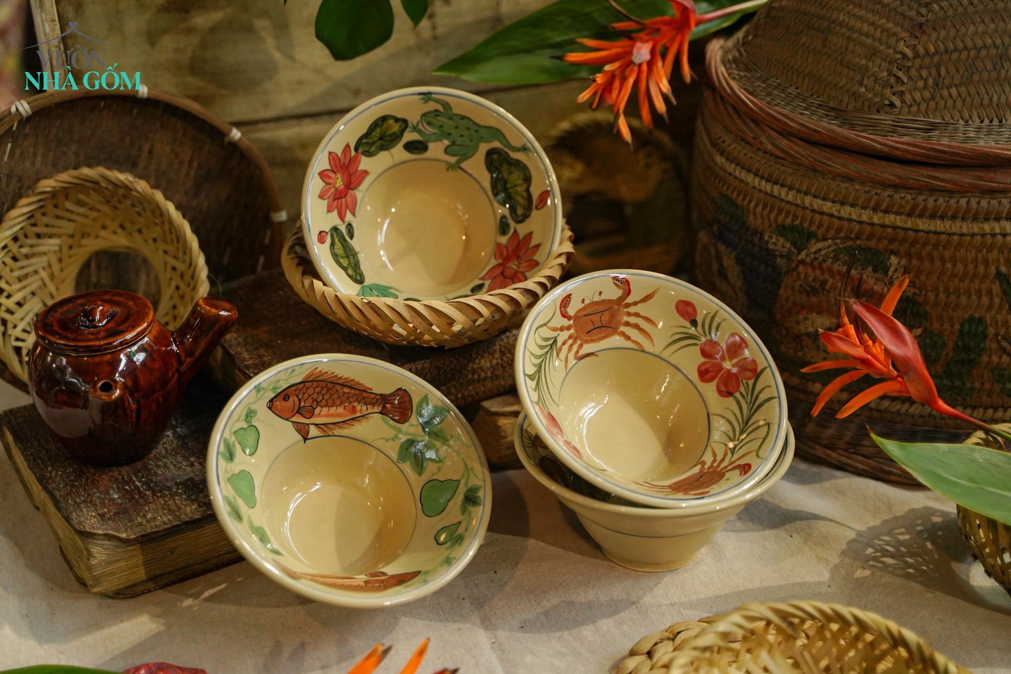  [TẾT] Chén Chiết Yêu Vẽ Tay Họa Tiết Động Vật - Gốm Thủ Biên - BST Giao Mùa 