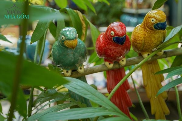  Két đuôi dài màu xanh đồng trổ, gốm thủ công mỹ nghệ Nam Bộ, D62cm-  0101k2t031 