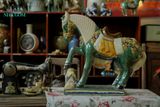  Ngựa gốm mỹ nghệ Nam bộ chạm khắc thủ công, men xanh đồng, H50 cm- 0101ng5031 