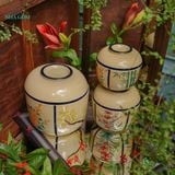  Thố gốm Vẽ tay thủ công, đề tài Tứ Quý, Mai - Lan - Cúc - Trúc, chất liệu gốm an toàn để đựng thực phẩm, Xưởng Thủ Biên 