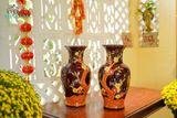  Bình khắc thủ công hoạ tiết hoa mai, 3 màu, gốm mỹ nghệ Nam Bộ, C44xR16- SP002225 