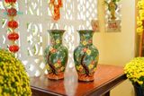  Bình khắc thủ công hoạ tiết hoa mai, 3 màu, gốm mỹ nghệ Nam Bộ, C44xR16- SP002225 