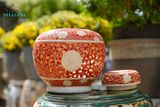  Bình bí lọng màu đỏ dáng tròn, lọng đèn trang trí, gốm Nam Bộ, C20cm- SP002192 