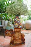  Bình khắc Bách Hoa thủ công, cắm hoa, trang trí Tết, gốm Thủ Biên, C30 x R11cm- SP000232 