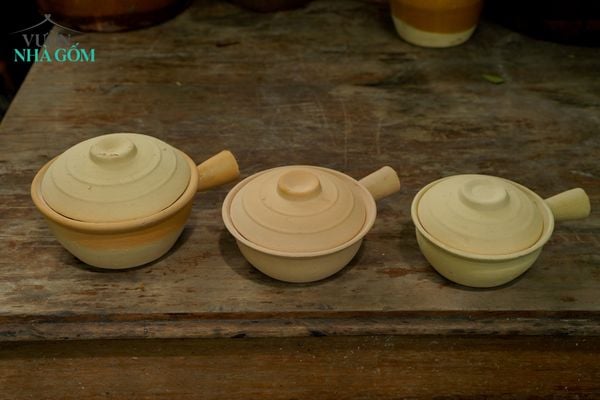 Nồi đất tay cầm lòng tráng men có nắp, gốm Lái Thiêu Nam bộ, nhiều size- SP000858 