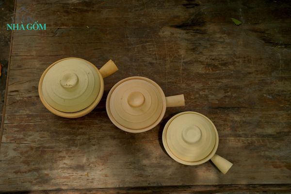  Nồi đất tay cầm lòng tráng men có nắp, gốm Lái Thiêu Nam bộ, nhiều size- SP000858 