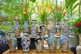  Bình Mãnh Hổ Thưởng Mai, họa tiết hoa mai vàng xanh kem bơ, H43cm, gốm thủ công mỹ nghệ Nam Bộ- SP001936 