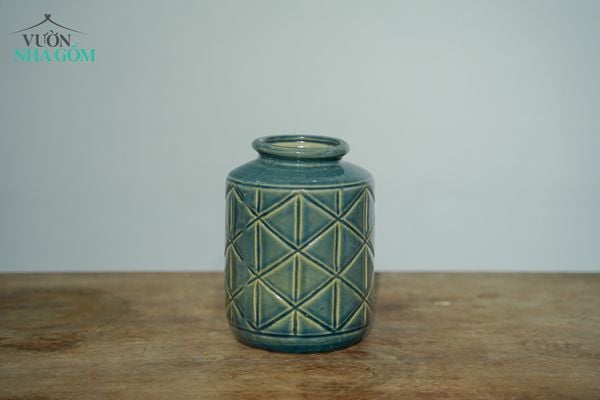  , Bình trụ hình thoi xanh lá C19xR14xM9 (Cái) - SP001666 