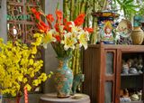 Bình Mai Điểu, hoa mai vàng, xanh đồng trổ bông, gốm mỹ nghệ Nam Bộ, C40 cm - 0104d4t031 