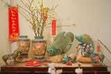  Bình sen đắp nổi men xanh đồng trổ bông, gốm thủ công mỹ nghệ Nam Bộ, C30cm - C36cm- 0104s2l079 