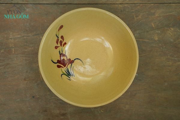  Tô tượng vẽ họa tiết hoa tím, tô đựng canh, bún, chén bát Lái Thiêu, R20 x C7 cm-SP001956 