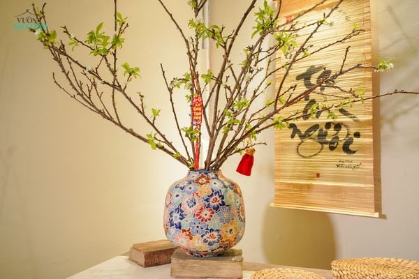  Bình tú cầu bách hoa lớn, gốm thủ công mỹ nghệ Nam Bộ, C25 x R27cm - SP000165 