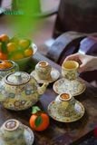  Bộ bình trà khắc họa tiết Bách hoa, thực hiện thủ công, gốm Thủ Biên làm quà tặng-SP001867 